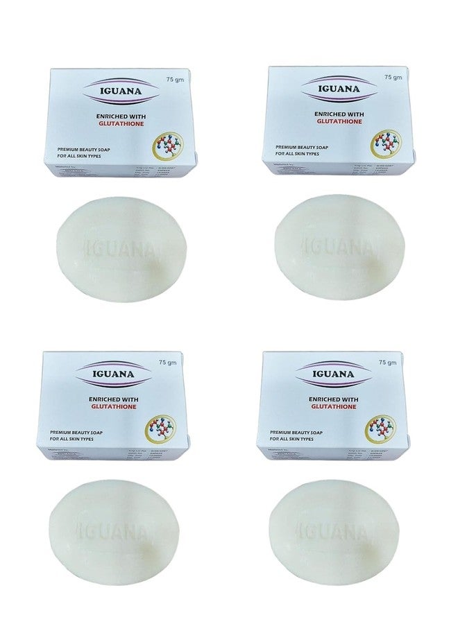 Iguana Premium Beauty Soap with Glutathione – Skin Brightening & Whitening, All Skin Types, 75g, Pack of 4 - Image 1